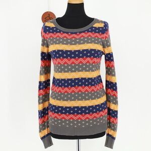 ModCloth Colorful Fair Isle Geometric Pullover Crewneck Sweater Retro Boho Small